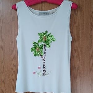 Lucia Burns embellished knit tank top (M)
